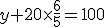 y+20\times\frac{6}{5}=100