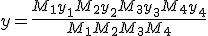 y = \frac{M_1 y_1 + M_2 y_2 + M_3 y_3 + M_4 y_4}{M_1 + M_2 + M_3 + M_4}