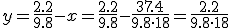 y=\frac{2.2}{9.8}-x=\frac{2.2}{9.8}-\frac{37.4}{9.8\cdot18}=\frac{2.2}{9.8\cdot18}