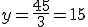 y=\frac{45}{3}=15