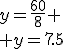 y=\frac{60}{8} \\ y=7.5