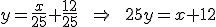 y=\frac{x}{25}+\frac{12}{25}\qquad\Rightarrow\qquad25y=x+12