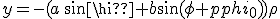 y=-(a\,\sin{\phi}+b\sin{(\phi+\phi_0)})\rho