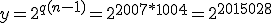 y=2^{q(n-1)}=2^{2007*1004}=2^{2015028}