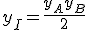 y_I = \frac{y_A + y_B}{2}