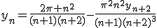 y_n=\frac{2\pi n^2}{(n+1)(n+2)}-\frac{\pi^2n^2y_{n+2}}{(n+1)(n+2)^3}