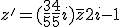 z'=(\frac{3}{5}+\frac{4}{5}i)\bar{z} +2i-1