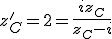 z'_C = 2 = \frac{iz_C}{z_C - i} 