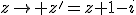 z\rightarrow z'=z+1-i