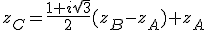 z_C=\frac{1+i\sqrt{3}}{2}(z_B-z_A)+z_A