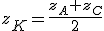 z_K=\frac{z_A+z_C}{2}
