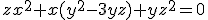 zx^2+x(y^2-3yz)+yz^2=0