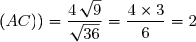 \text{D'o  }\;d(B;(AC))=\dfrac{||\,4(2\vec i+\vec j+2\vec k)\,||}{||\,2\vec i+4\vec j-4\vec k\,||} \\\overset{ { \white{ . } } } {\phantom{\text{D'o  }\;d(B;(AC))}=\dfrac{4\,\sqrt{2^2+1^2+2^2}}{\sqrt{2^2+4^2+(-4)^2}}} \\\overset{ { \white{ . } } } {\phantom{\text{D'o  }\;d(B;(AC))}=\dfrac{4\,\sqrt{9}}{\sqrt{36}}=\dfrac{4\times3}{6}}=2