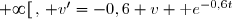 \forall t\in [0\,;\,+\infty[\,,\, v'=-0,6 v+\text e^{-0,6t}