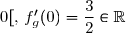 \text{D'où }\phantom{w}f'_g(0)=1+\dfrac{1}{2}\times\lim\limits_{x\to0^-}\dfrac{\text{e}^x-1}{x}=1+\dfrac{1}{2}\times1=\dfrac{3}{2} \\\\\Longrightarrow\boxed{\forall\,x\in\,]-\infty\,;\,0[,\,f'_g(0)=\dfrac{3}{2}\in\R}