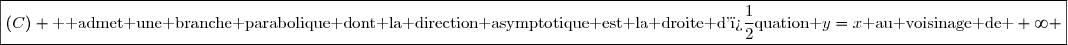 \boxed{(C) \text{  admet une branche parabolique dont la direction asymptotique est la droite d'�quation }y=x\text{ au voisinage de }+\infty }