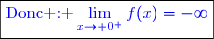 \boxed{\textcolor{blue}{\text{Donc : }\lim\limits_{x\to 0^+}f(x)=-\infty}}