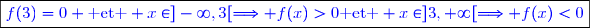 \boxed{\textcolor{blue}{f(3)=0 \text{ et } x\in]-\infty,3[\Longrightarrow f(x)>0\text{ et } x\in]3,+\infty[\Longrightarrow f(x)<0}}}