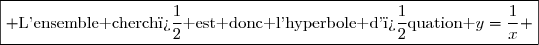 \boxed{ \text{L'ensemble cherch� est donc l'hyperbole d'�quation }y=\dfrac{1}{x} }
