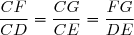 \dfrac{CF}{CD}=\dfrac{CG}{CE}=\dfrac{FG}{DE}