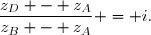 \dfrac{z_D - z_A}{z_B - z_A} = i.