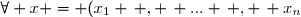 \forall x = (x_1 \, , \, ... \, , \, x_n) \in \mathbb{R}^n \, , \hspace{15pt} \forall y = (y_1 \, , \, ... \, , \, y_n) \in \mathbb{R}^n \, , \hspace{15pt} <x \, , \, y> = \displaystyle \sum_{i=1}^n x_i y_i