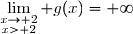 \lim\limits_{\substack{x\to 2\\x> 2}} g(x)=+\infty