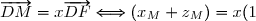 \overrightarrow{DM}=x\overrightarrow{DF}\Longleftrightarrow(x_M ;y_M ;z_M)=x(1;1;1) \Longleftrightarrow(x_M ;y_M ;z_M)=(x;x;x)