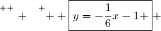 \overset{ { \white{ . } } } {  \boxed{y=-\dfrac16x-1 } }