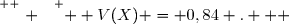 \overset{ { \white{ . } } } {  V(X) = 0,84 .   }