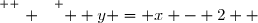 \overset{ { \white{ . } } } {  y = x - 2  }