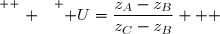 \overset{ { \white{ . } } } { U=\dfrac{z_A-z_B}{z_C-z_B}   }
