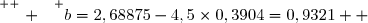 \overset{ { \white{ . } } } {b=2,68875-4,5\times0,3904=0,9321  }