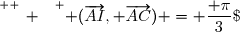 \overset{ { \white{ _. } } } { (\overrightarrow{AI}, \overrightarrow{AC}) = \dfrac{ \pi}{3}\;[2\pi] }
