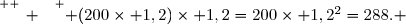 \overset{ { \white{ _. } } } { (200\times 1,2)\times 1,2=200\times 1,2^2=288. }