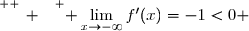 \overset{ { \white{ _. } } } { \lim\limits_{x\to-\infty}f'(x)=-1<0 }