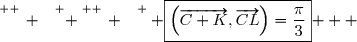 \overset{ { \white{ _. } } } { \overset{ { \white{ _. } } } { \boxed{\left(\overrightarrow{C K},\overrightarrow{CL}\right)=\dfrac{\pi}{3}} }  }