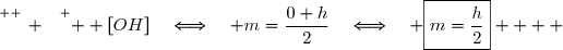 \overset{ { \white{ _. } } } {  [OH]\quad\Longleftrightarrow\quad m=\dfrac{0+h}{2}\quad\Longleftrightarrow\quad \boxed{m=\dfrac{h}{2}}    }