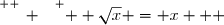 \overset{ { \white{ _. } } } {  \sqrt{x} = x   }