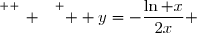 \overset{ { \white{ _. } } } {  y=-\dfrac{\ln x}{2x} }