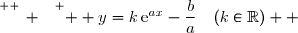 \overset{ { \white{ _. } } } {  y=k\,\text{e}^{ax}-\dfrac{b}{a}\quad(k\in\R)  }