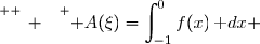 \overset{ { \white{ _. } } } { A(\xi)=\displaystyle\int_{-1}^0f(x)\,\text dx }