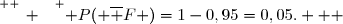 \overset{ { \white{ _. } } } { P( \overline F )=1-0,95=0,05.   }