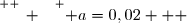 \overset{ { \white{ _. } } } { a=0,02   }