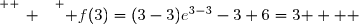 \overset{ { \white{ _. } } } { f(3)=(3-3)e^{3-3}-3+6=3 }   }