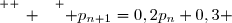 \overset{ { \white{ _. } } } { p_{n+1}=0,2p_n+0,3 }