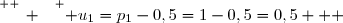 \overset{ { \white{ _. } } } { u_1=p_1-0,5=1-0,5=0,5   }