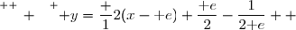 \overset{ { \white{ _. } } } { y=\dfrac 12(x-\text e)+\dfrac{\text e}{2}-\dfrac{1}{2\text e}  }