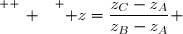 \overset{ { \white{ _. } } } { z=\dfrac{z_C-z_A}{z_B-z_A} }
