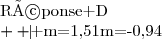 \begin{array}{|c|c|c|c|}\hline \text{Réponse A}&\text{Réponse B}&\text{Réponse C}&\text{Réponse D}\\  \hline m=1,51&m=-0,94&m=0,53&m=0,94\\\hline \end{array}